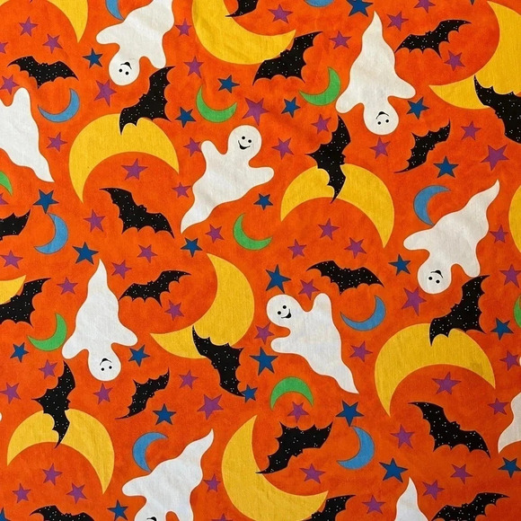 Unbranded Halloween Tablecloth Orange Black Ghost Cat Rectangle 100"x60" Oblong - Picture 1 of 4